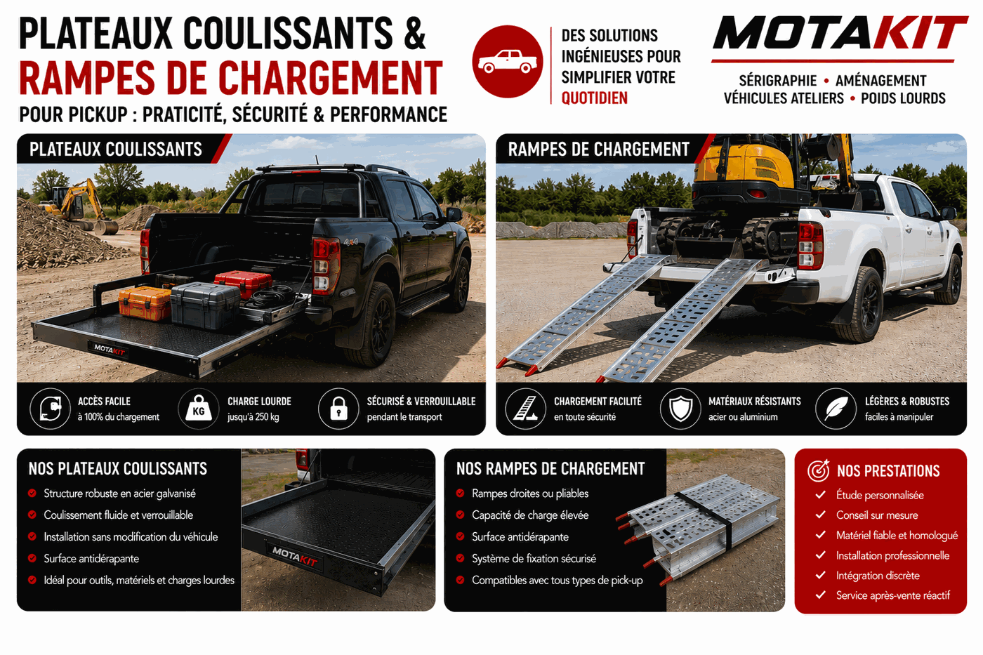 Plateaux coulissants & pick-ups — MotaKit