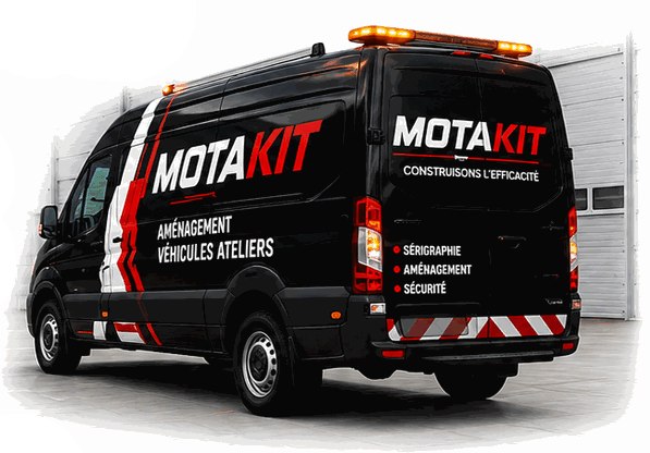 Véhicule utilitaire équipé de signalisation lumineuse MotaKit